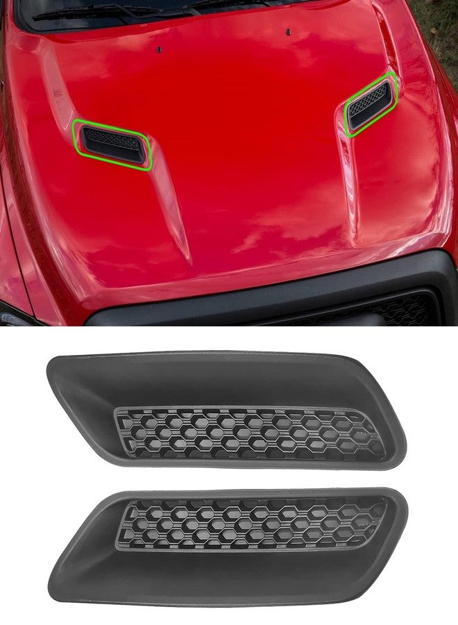 Moonlinks Compatible with 2010-2019 Dodge Ram Hood Vent Bezels 1500 2500 3500,Ram Air Hood Scoop Bonnet Replace Left&Right Side,Engine Hood Air Vent Outlet Cover Trim Black,68324991AA LH/68324990AA RH - Image 1